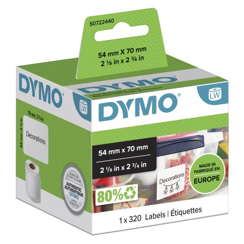 Dymo LW - Multi-Purpose Labels - 54 x 70 mm - S0722440 Balts Pašlīmējošās pri…