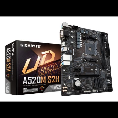 Gigabyte A520M S2H mātes plate AMD A520 Ligzda AM4 mikro ATX