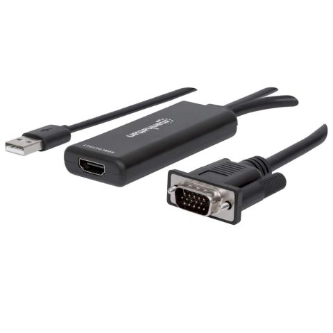 Manhattan 152426 video kabeļu aksesuārs 1 m USB Type-A + VGA (D-Sub) HDMI Melns