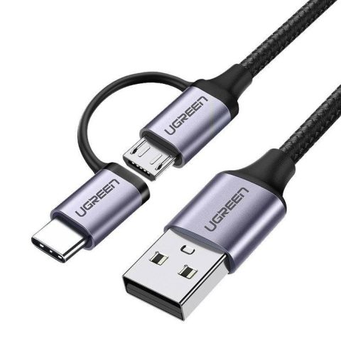 Ugreen US177 USB cable USB 2.0 1 m USB A USB C/Micro-USB B 0.48 Gbit/s Black
