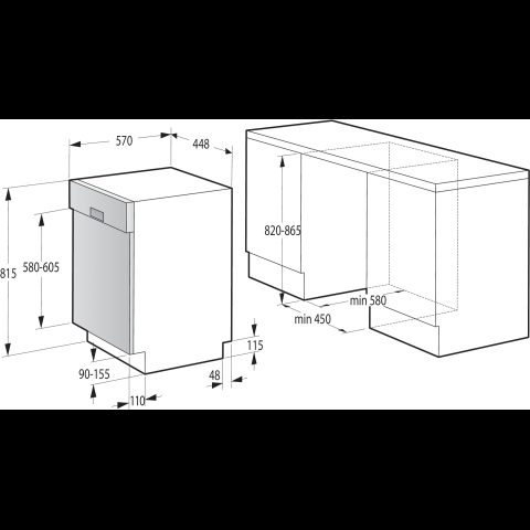 Gorenje GI 561 D 10 S EB Semi built-in 11 place settings