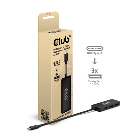 Club 3D CLUB3D USB-C® to Triple DisplayPort™ 4K60Hz