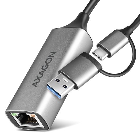 Axagon ADE-TXCA Gigabit Ethernet Adapter USB-C+ USB-A - titangrau - Adapter - D…