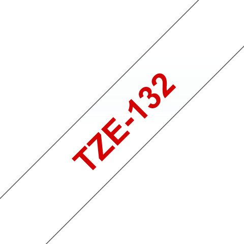 Brother TZE-132 marķēšanas lenta Sarkans uz caurspīdīga