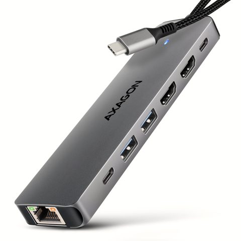 Axagon HMC-7HX2 dokstacija Vadu USB 3.2 Gen 1 (3.1 Gen 1) Type-C Pelēks