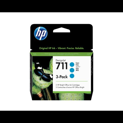 Hewlett Packard (HP) HP 711 3-pack 29-ml Cyan DesignJet Ink Cartridges