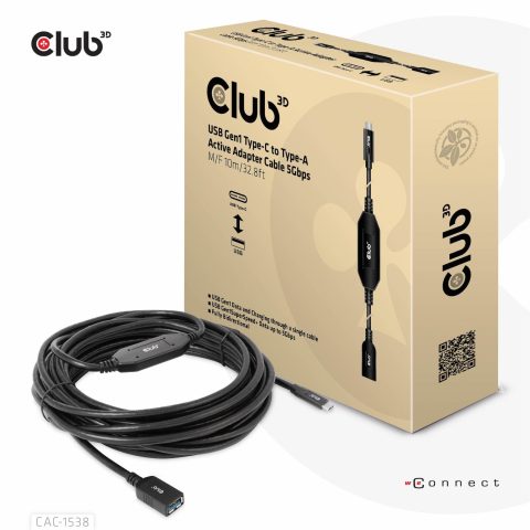 Club 3D CLUB3D CAC-1538 USB kabelis USB 3.2 Gen 1 (3.1 Gen 1) 10 m USB C USB A 5…