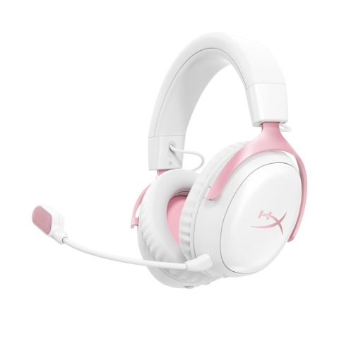 HyperX Cloud III S – bezvadu spēļu austiņas (baltā/rozā krāsā)