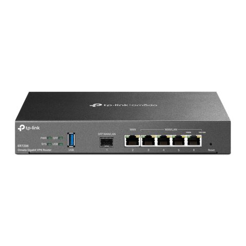 TP-Link Omada ER7206 ar vadiem pievienojams rūteris Tīkls Gigabit Ethernet Melns