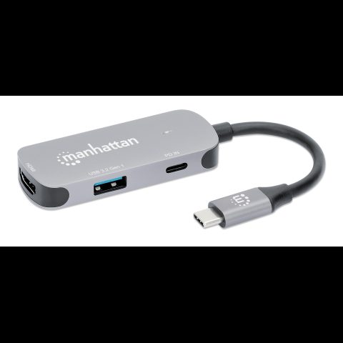 Manhattan 190299 dokstacija Vadu USB 3.2 Gen 1 (3.1 Gen 1) Type-C Sudrabs