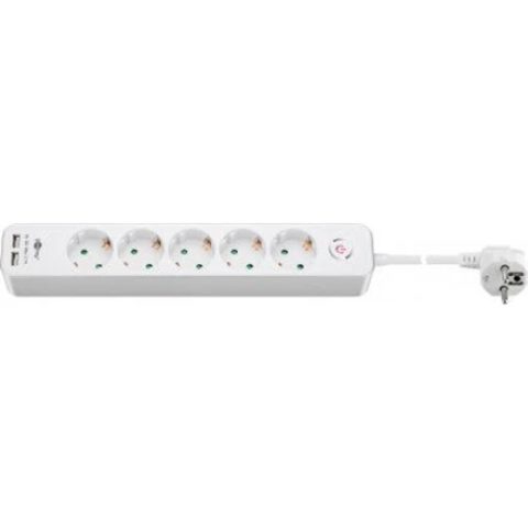 Goobay 5 krypčių maitinimo lizdas su jungikliu ir 2 USB prievadais, 1,5 m