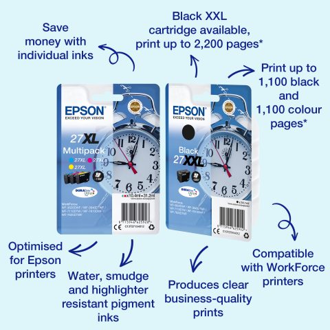 Epson Alarm clock Singlepack Black 27XL DURABrite Ultra Ink