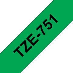 Brother TZE-751 marķēšanas lenta Melns uz zaļa