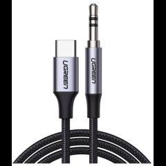 Ugreen CM450 audio kabelis 1 m 3.5mm USB Veids-C Melns