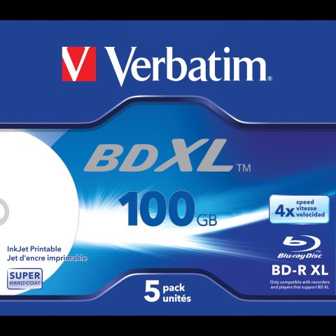 Verbatim 43789 lasīt/rakstīt blue-ray disks (BD) BD-R 100 GB 5 pcs
