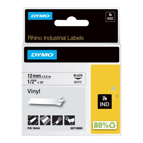 Dymo 12mm RHINO Coloured vinyl marķēšanas lenta D1
