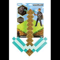 Disguise Minecraft Diamond Pickaxe & Enderman Cape Fancy Dress Set for Kids