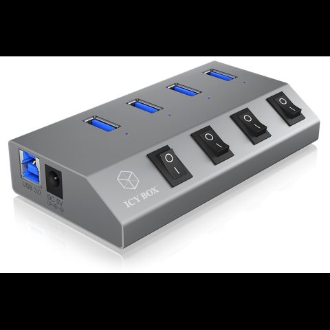 Icy Box IB-HUB1405 USB 3.2 Gen 1 (3.1 Gen 1) Type-B 5000 Мбит/с Антрацит