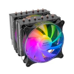 Mars Gaming MCPU-XT Black CPU Heatsink Dual Tower Cooling 6 HCT Heatpipes TDP 300W 2…