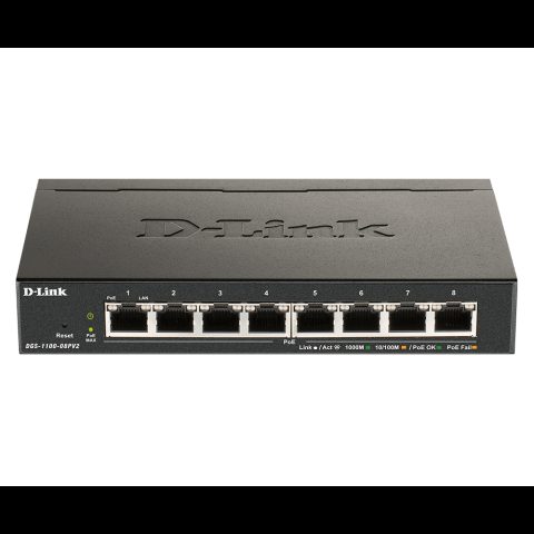 D-Link DGS-1100-08PV2/B Vadīts L2/L3 Gigabit Ethernet (10/100/1000) Power over…