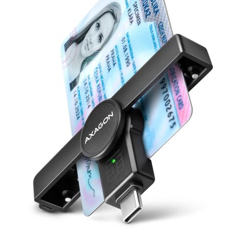 Axagon CRE-SMPC USB-C Smart card/ID card PocketReader viedkaršu nolasītājs Iekš…