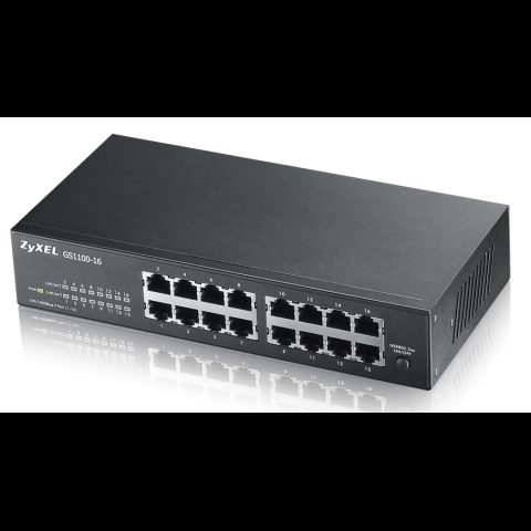 Zyxel GS1100-16 Nepārvaldīts Gigabit Ethernet (10/100/1000) Melns