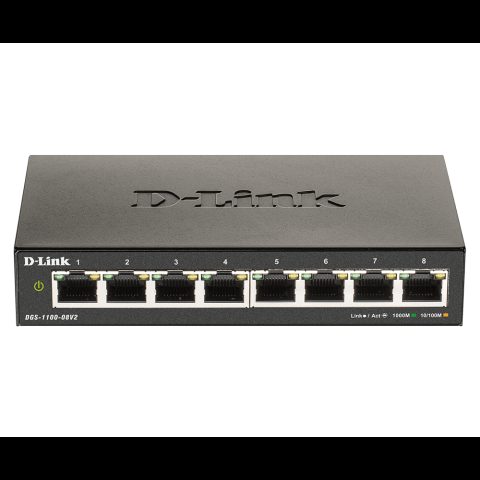 D-Link DGS-1100-08V2 Vadīts L2 Gigabit Ethernet (10/100/1000) Melns