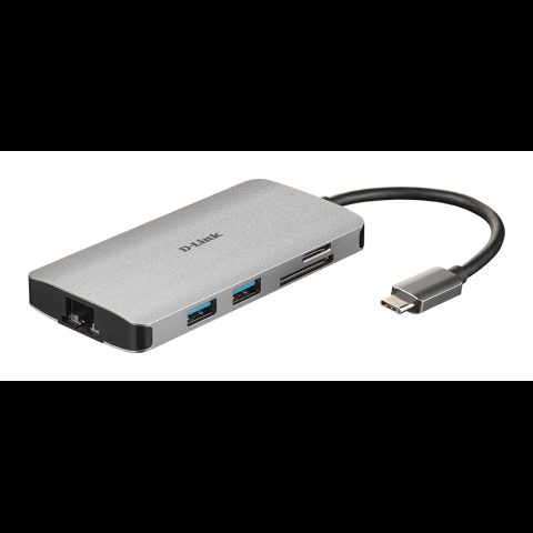 D-Link DUB-M810 dokstacija Vadu USB 3.2 Gen 1 (3.1 Gen 1) Type-C Alumīnijs