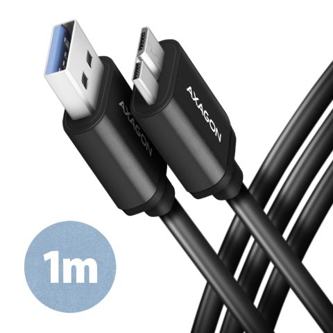 Axagon BUMM3-AM10AB USB kabelis USB 3.2 Gen 1 (3.1 Gen 1) 1 m Micro-USB B USB A…