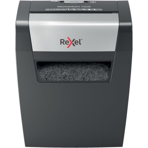 Rexel Momentum X308 papīra smalcinātājs Smalcināšana daļiņās 70 dB Melns