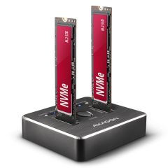 Axagon ADSA-M2C HDD/SSD dokstacija USB 3.2 Gen 2 (3.1 Gen 2) Type-C Melns