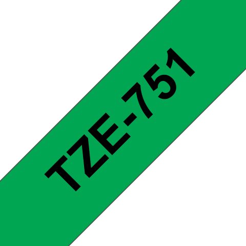 Brother TZE-751 marķēšanas lenta Melns uz zaļa