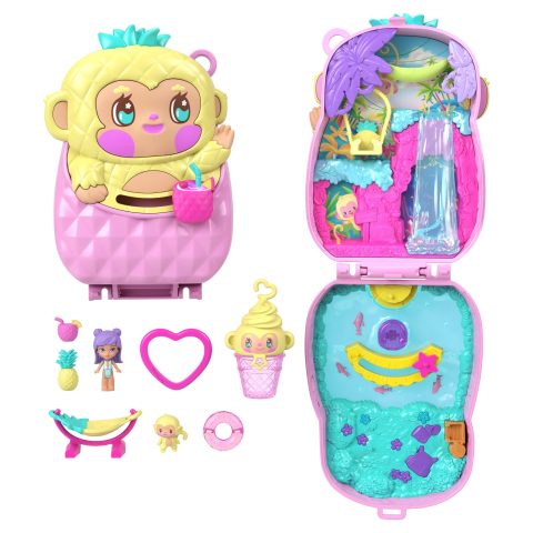 Polly Pocket Pineapple Monkey Compact Playset with 1 Micro Doll and Pet