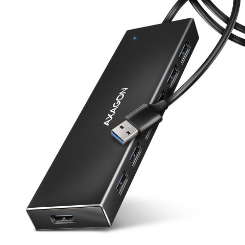 Axagon HUE-F7A 7x USB 3.2 Gen 1 ALU FLAT hub micro power IN 1m USB-A USB 3.2 Ge…