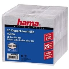 Hama 00051168 optisko disku vāciņš Slimline kastīte 2 diski Caurspīdīgs
