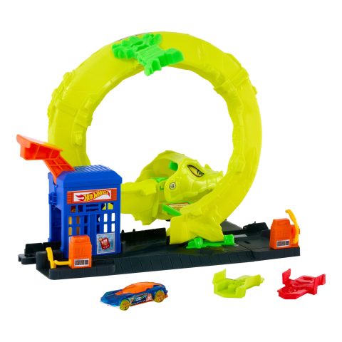 Hot Wheels City Snake Spiral Attack Playset with 1:64 Scale Die-Cast Toy Car & Spee…