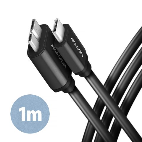 Axagon BUMM3-CM10AB USB kabelis USB 3.2 Gen 1 (3.1 Gen 1) 1 m Micro-USB B USB C…