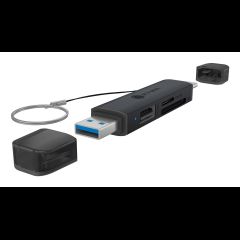 Icy Box 3-in-1 Card Reader via USB Type-A & USB Type-C Interface