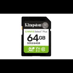 Kingston Technology 64GB SDXC Canvas Select Plus Gen3 100MB/s C10 UHS-I U1 V10