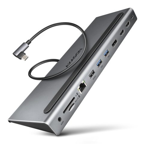 Axagon HMC-4KX3 dokstacija Vadu USB 3.2 Gen 1 (3.1 Gen 1) Type-C Pelēks
