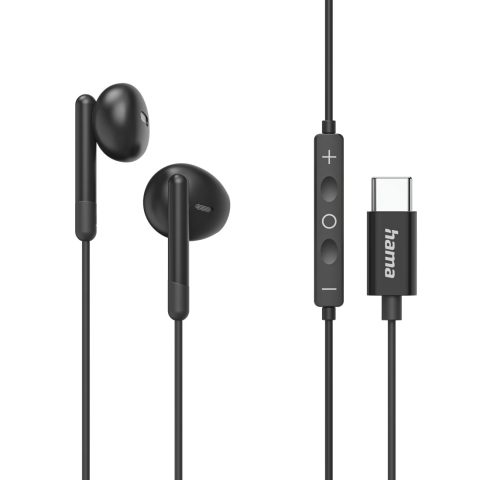 Hama Classy Austiņas Vadu Ausīs Zvani / mūzika USB Veids-C Melns