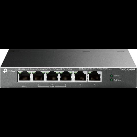 TP-Link TL-SG1006PP tīkla pārslēgs Nepārvaldīts Gigabit Ethernet (10/100/1000) P…