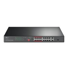 TP-Link 16-Port 10/100 Mbps + 2-Port Gigabit Rackmount PoE Switch with 16-Port P…