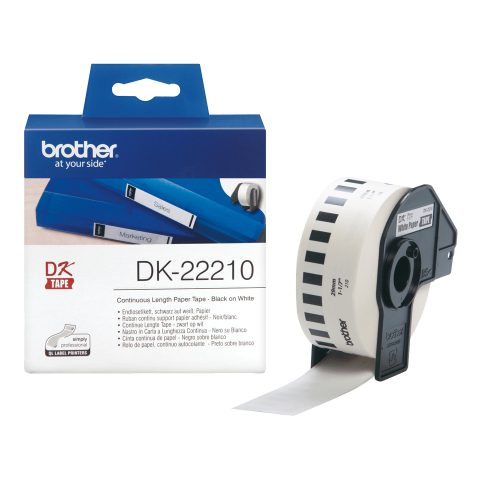 Brother DK-22210 marķēšanas lenta Melns uz balta
