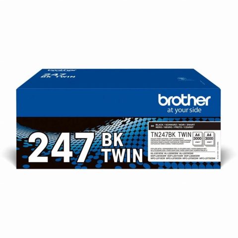 Brother TN247BK DVIEJŲ PAKETŲ TONERIAI „Juodas“ (BK = 3 000 PUSLAPŲ/KASETĖ)