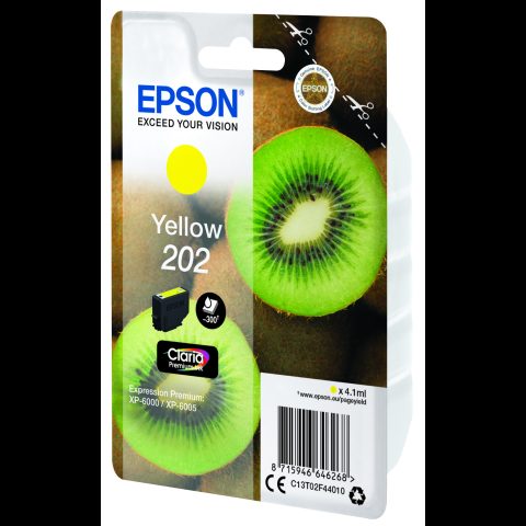 Epson Kiwi 202 tintes kārtridžs 1 pcs Oriģināls Standarta produktivitāte Dzelt…