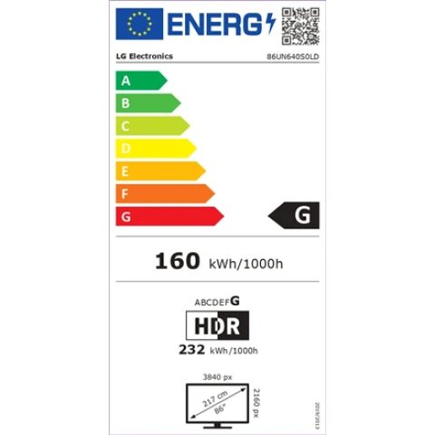Monitor LG 86UN640S0LD 86" UHD IPS 330 NITS 16/7 DVB-T2/S2/C WIFI