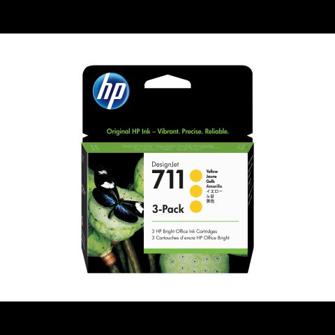 Hewlett Packard (HP) HP 711 3-pack 29-ml Yellow DesignJet Ink Cartridges