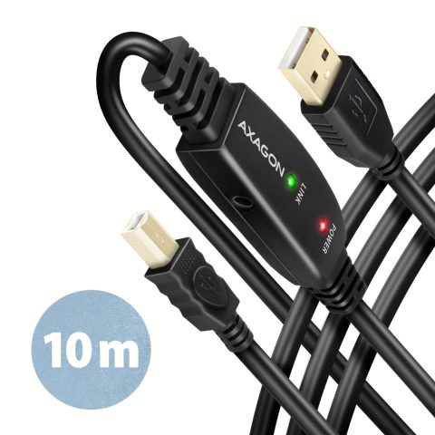 Axagon ADR-210B USB 2.0 A-M -> B-M active connecting/repeater cable 10m - Kabel…