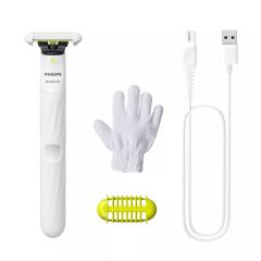 Philips Norelco OneBlade QP1924/24 bikini zonas trimmeris Slapjš un sauss Balts